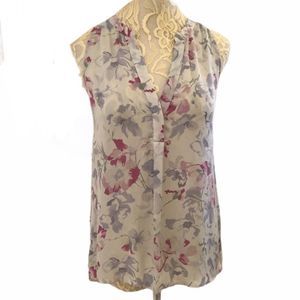 Joie Light Grey Silk Floral Top